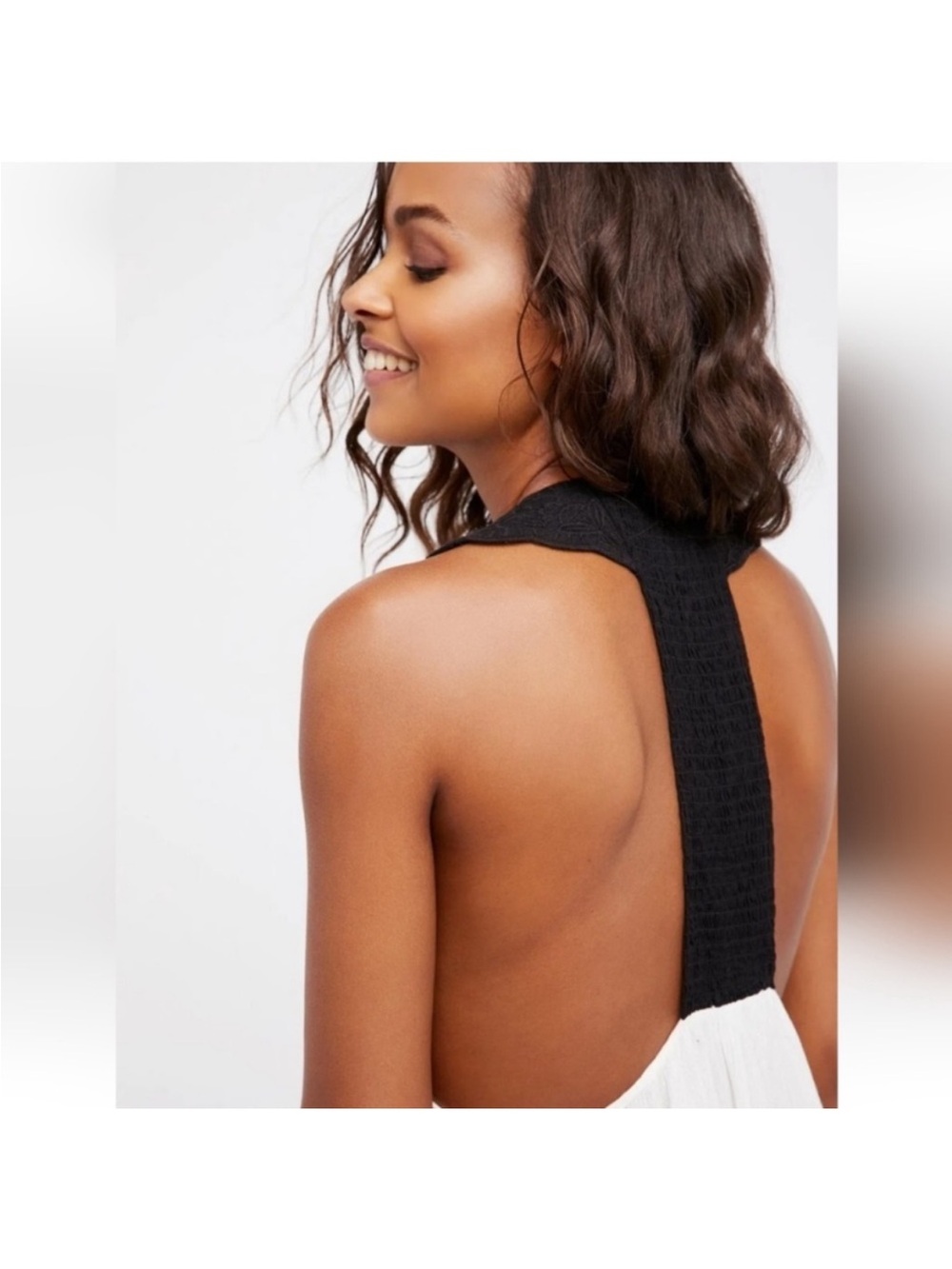 Free People Kissed By The Waves Dress S Black Ivory Lace Open Back Boho Mini - Picture 2 of 12